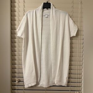 Liz Claiborne White Short Sleeve Open Front Cardigan Sweater Top Women’s Small